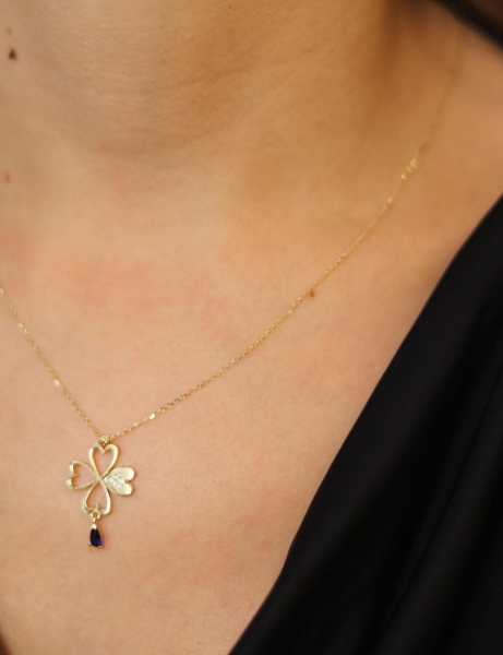 14 Ayar Altın Taş Sallantılı Yonca Kolye için detayları göster 14 Ayar Altın Taş Sallantılı Yonca Kolye resmi