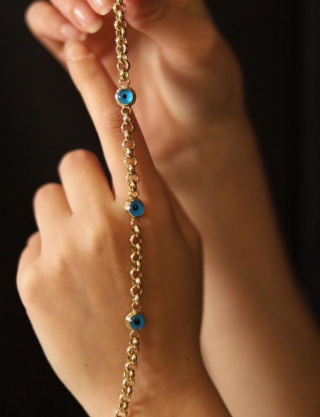 14 Ayar Altın 3 Boncuk Nazar Bileklik için detayları göster 14 Ayar Altın 3 Boncuk Nazar Bileklik resmi