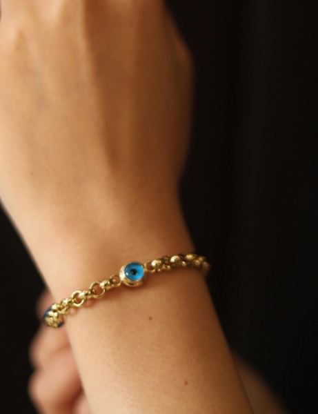 14 Ayar Altın 3 Boncuk Nazar Bileklik için detayları göster 14 Ayar Altın 3 Boncuk Nazar Bileklik resmi