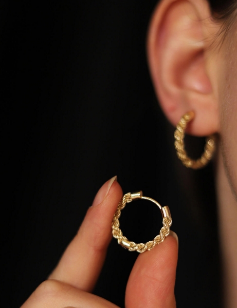 14 Ayar Altın Halat Halka Küpe için detayları göster 14 Ayar Altın Halat Halka Küpe resmi