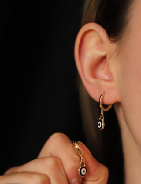 14 Ayar Altın mineli nazar küpe için detayları göster 14 Ayar Altın mineli nazar küpe resmi