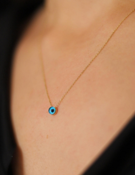 14 Ayar Altın Minimal Nazar Kolye için detayları göster 14 Ayar Altın Minimal Nazar Kolye resmi