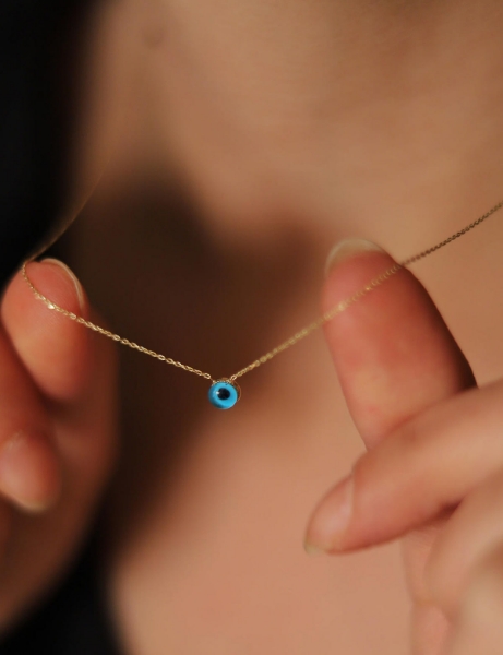 14 Ayar Altın Minimal Nazar Kolye için detayları göster 14 Ayar Altın Minimal Nazar Kolye resmi