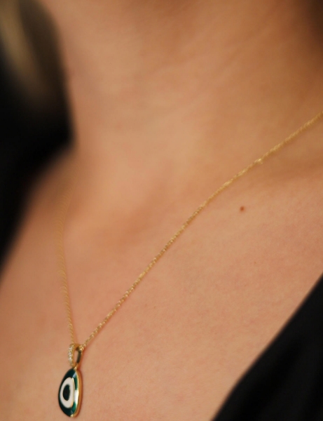 14 Ayar Altın Mineli Göz Boncuk Kolye için detayları göster 14 Ayar Altın Mineli Göz Boncuk Kolye resmi