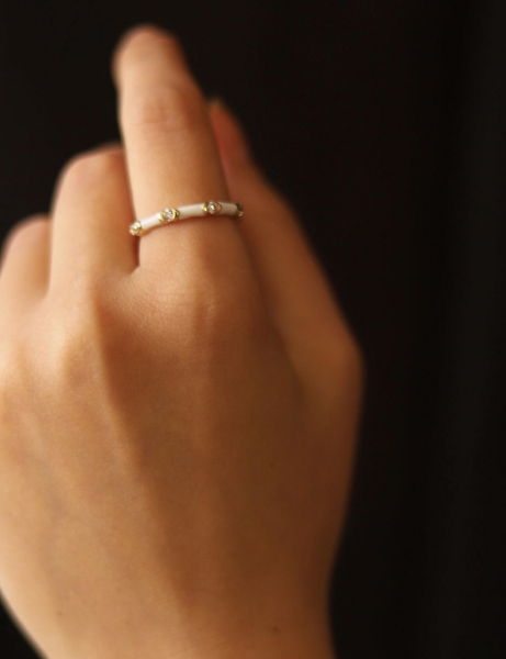 14 Ayar Altın Beyaz Mineli Taşlı Yüzük için detayları göster 14 Ayar Altın Beyaz Mineli Taşlı Yüzük resmi