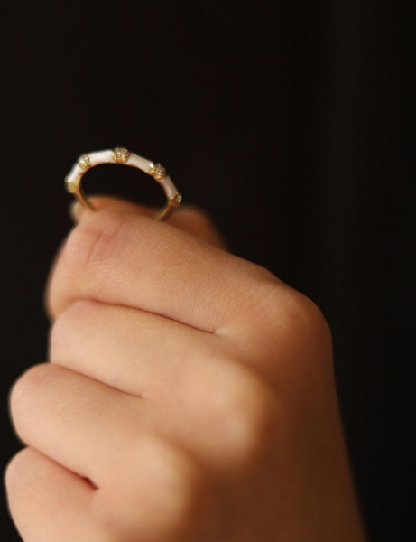 14 Ayar Altın Beyaz Mineli Taşlı Yüzük için detayları göster 14 Ayar Altın Beyaz Mineli Taşlı Yüzük resmi