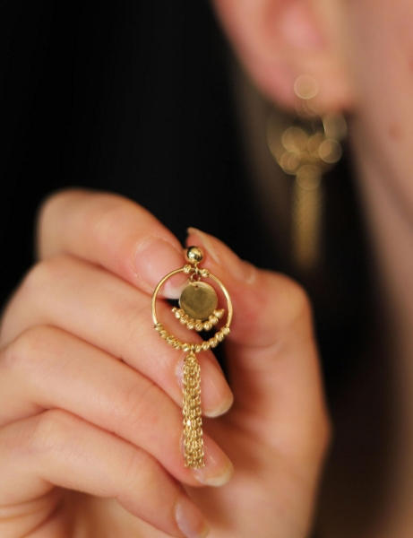 14Ayar Altın Zincir Sallantılı Tasarım Küpe için detayları göster 14Ayar Altın Zincir Sallantılı Tasarım Küpe resmi