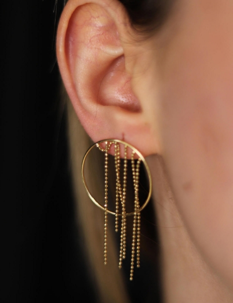 14 Ayar Altın Daire Zincir Küpe için detayları göster 14 Ayar Altın Daire Zincir Küpe resmi