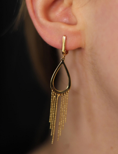 14 Ayar Altın Damla Zincir Küpe için detayları göster 14 Ayar Altın Damla Zincir Küpe resmi