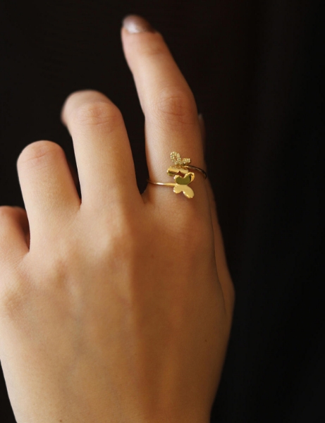 14 Ayar Altın Çift Kelebekli Yüzük için detayları göster 14 Ayar Altın Çift Kelebekli Yüzük resmi