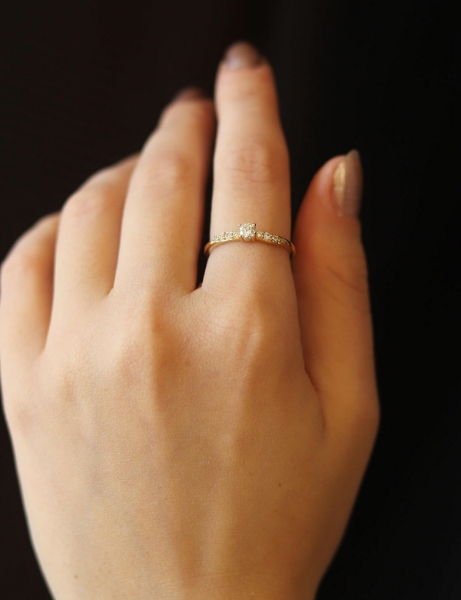 14 Ayar Altın Tektaş Minimal Yüzük için detayları göster 14 Ayar Altın Tektaş Minimal Yüzük resmi