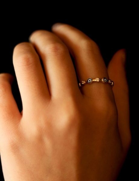 14 Ayar Altın Nazarlı Yüzük için detayları göster 14 Ayar Altın Nazarlı Yüzük resmi