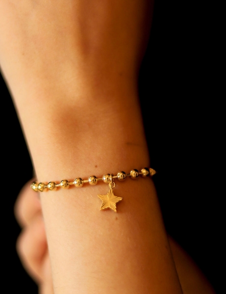 14 Ayar Altın Yıldız Sallantılı Top Zincir Bileklik için detayları göster 14 Ayar Altın Yıldız Sallantılı Top Zincir Bileklik resmi