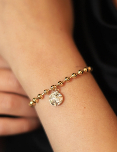 14 Ayar Altın Top Zincirli Sallantılı Bileklik için detayları göster 14 Ayar Altın Top Zincirli Sallantılı Bileklik resmi