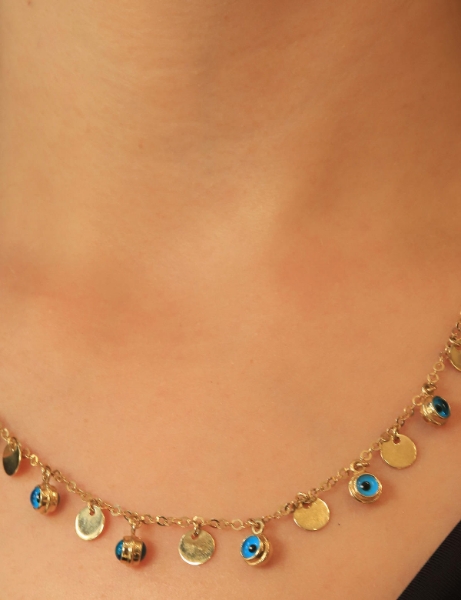 14 Ayar Altın Nazar Pullu Kolye için detayları göster 14 Ayar Altın Nazar Pullu Kolye resmi