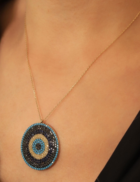 14 Ayar Altın Büyük Nazar Kolye için detayları göster 14 Ayar Altın Büyük Nazar Kolye resmi