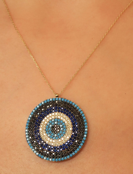 14 Ayar Altın Büyük Nazar Kolye için detayları göster 14 Ayar Altın Büyük Nazar Kolye resmi