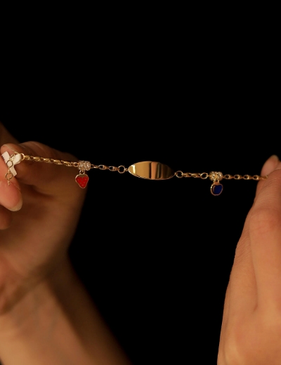 14 Ayar Altın Charmlı Bebek Künye resmi