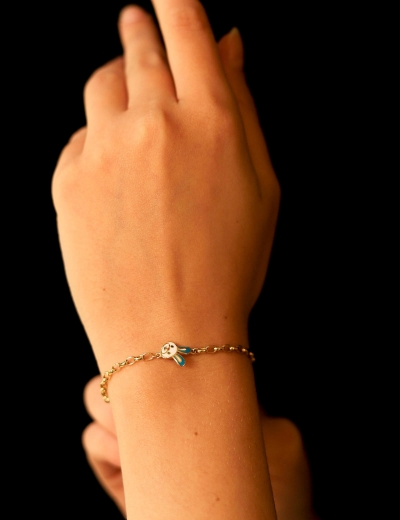 14 Ayar Altın Tek Tavşan Bebek Künye resmi