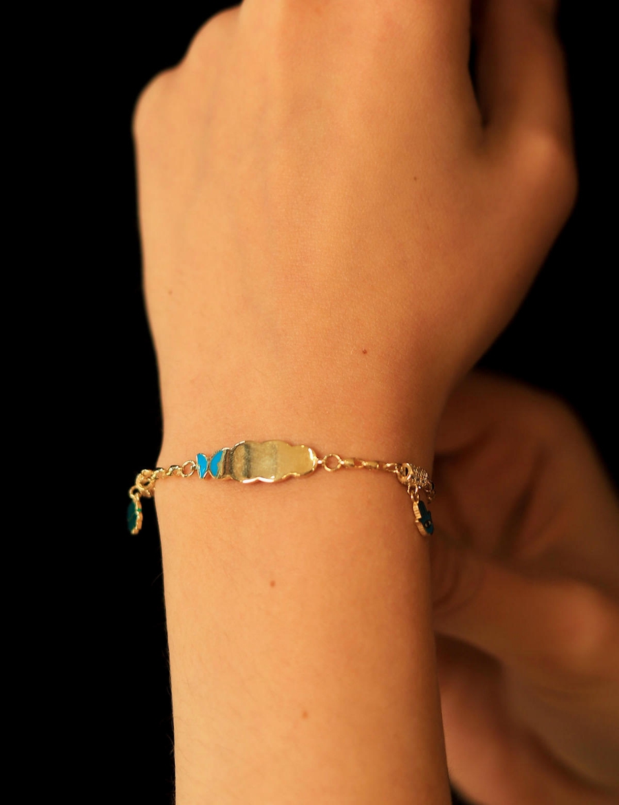 14 Ayar Altın Bulut Plakalı Bebek Künye resmi