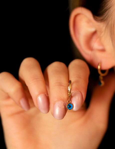 14 Ayar Altın Nazar Sallantı Küpe için detayları göster 14 Ayar Altın Nazar Sallantı Küpe resmi