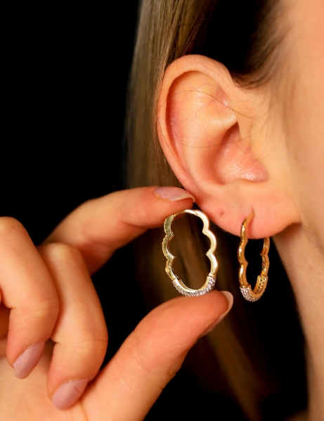 14 Ayar Altın Taşlı Bulut Küpe için detayları göster 14 Ayar Altın Taşlı Bulut Küpe resmi