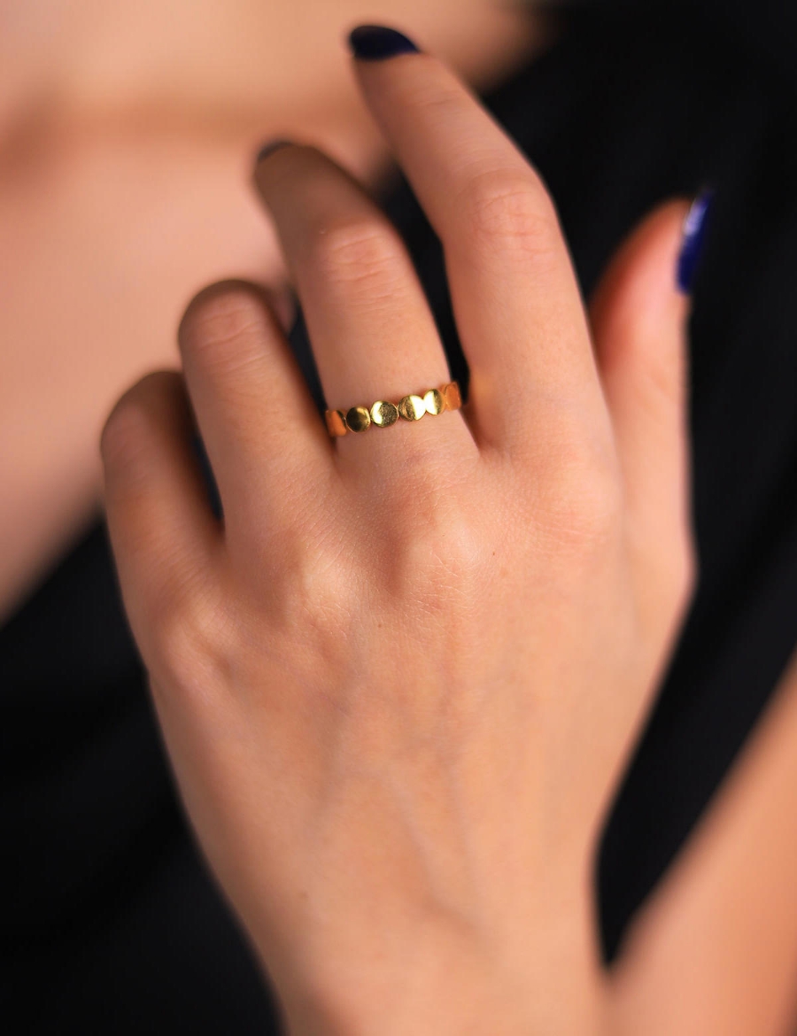 22 Ayar Altın Sıralı Yuvarlak Yüzük resmi