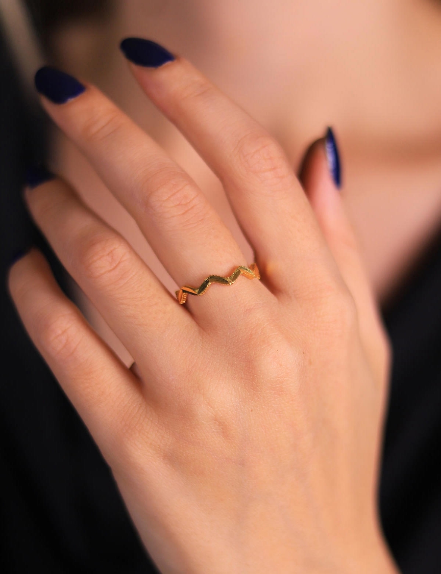 22 Ayar Altın Zigzag Ajda Yüzük resmi