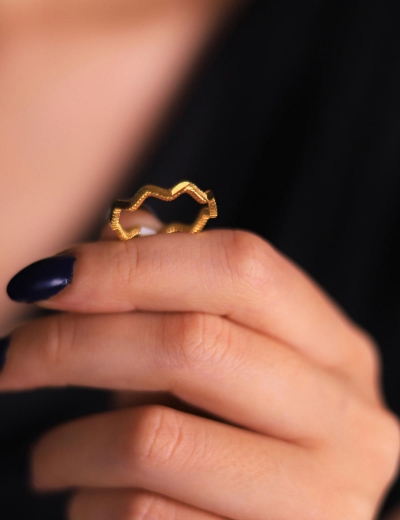 22 Ayar Altın Zigzag Ajda Yüzük resmi