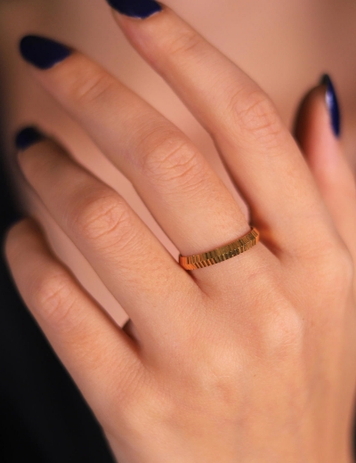 22 Ayar Altın Yatay Kalemli Yüzük resmi