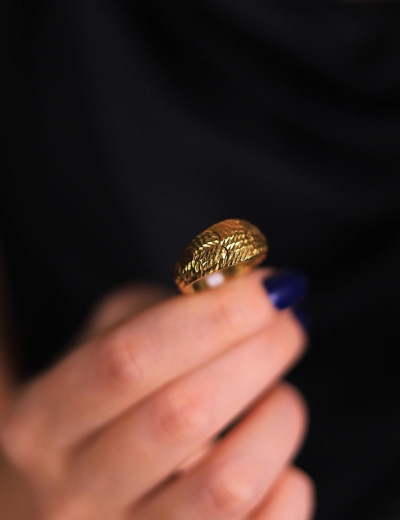 22 Ayar Altın Kalın Kalemli Yüzük resmi