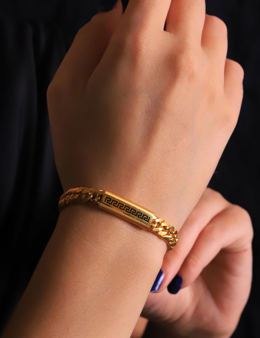 22 Ayar Altın Desenli künye Bileklik resmi