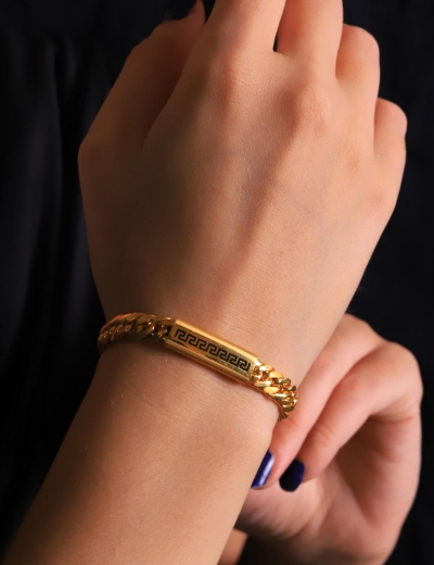 22 Ayar Altın Desenli künye Bileklik resmi