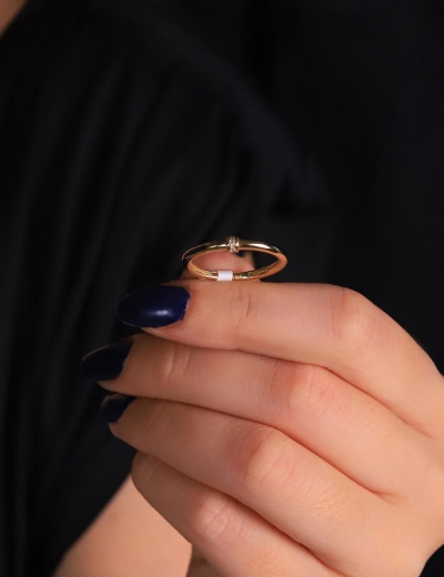 14 Ayar Altın Minimal Serenay Yüzük resmi