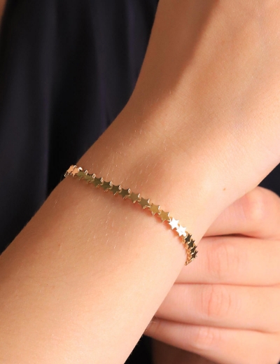 14 Ayar Altın Yıldız Sıralı Bileklik resmi