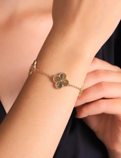 14 Ayar Altın Kalemli İtalyan Yonca Bileklik resmi