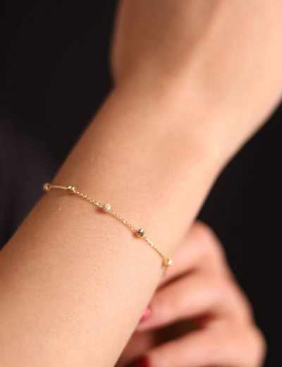 14 Ayar Altın Dorikalı Kumlu Hediyelik Bileklik resmi