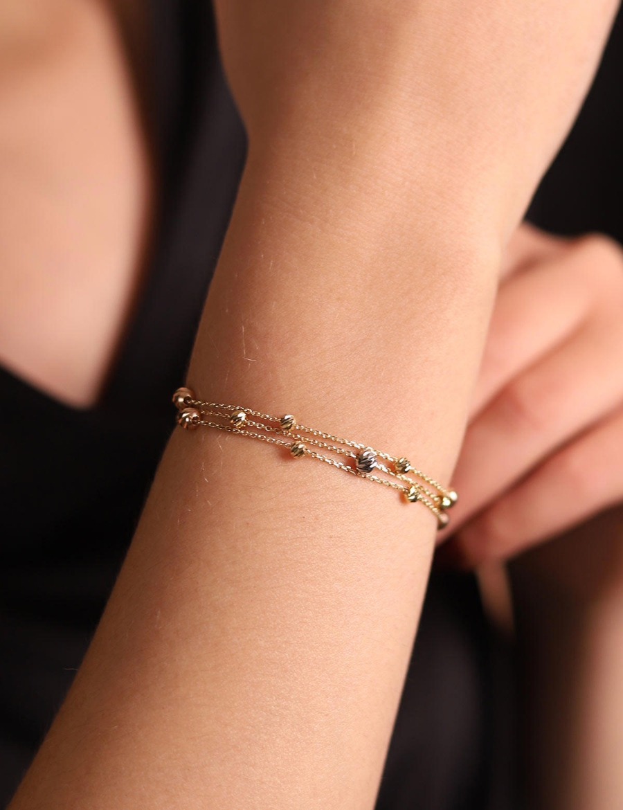 14 Ayar Altın Sıralı çıtır Bileklik resmi