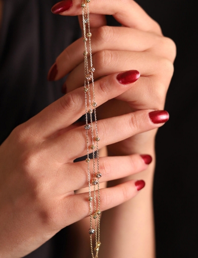 14 Ayar Altın Sıralı çıtır Bileklik resmi