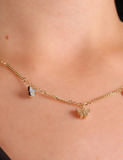 14 Ayar Altın Kelebek Charmlı Kolye resmi