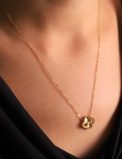 22 Ayar Altın Kalemli Hediyelik Yonca Kolye resmi