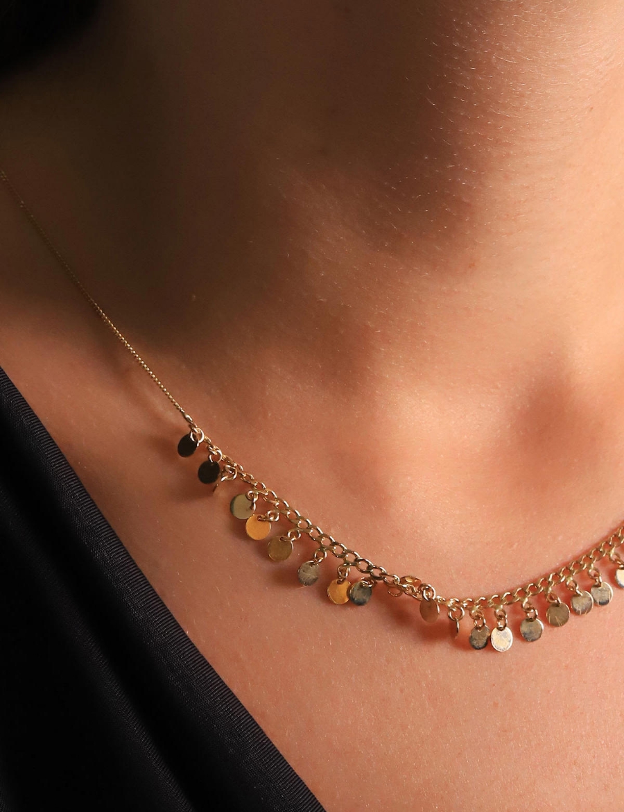 14 Ayar Altın Pul Sallantılı Kolye resmi