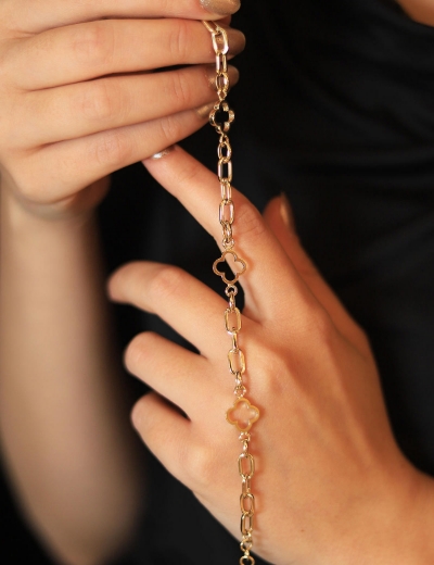 14 Ayar Altın 3 'lü Yonca Ataç Bileklik resmi