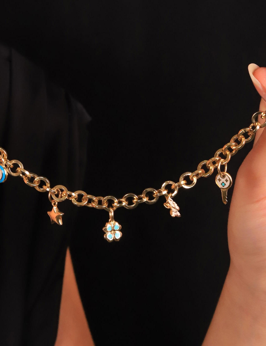 14 Ayar Altın Charmlı Bileklik resmi