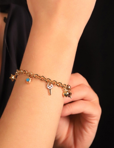 14 Ayar Altın Sallantılı İtalyan Bileklik resmi