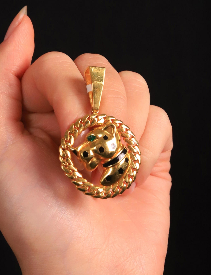 22 Ayar Altın Leopar Kolye Ucu resmi