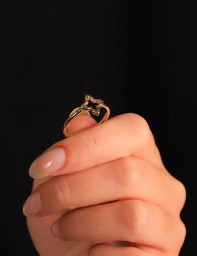 14 Ayar Altın Yonca çıtır Yüzük resmi