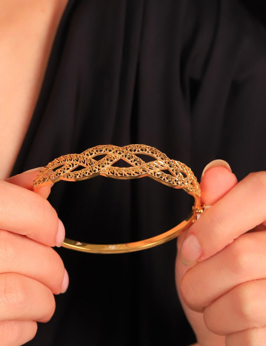 22 Ayar Altın Kalemli Hint Kelepçe resmi