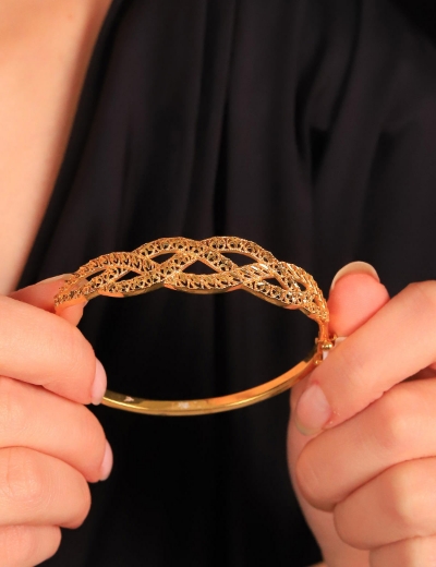 22 Ayar Altın Kalemli Hint Kelepçe resmi