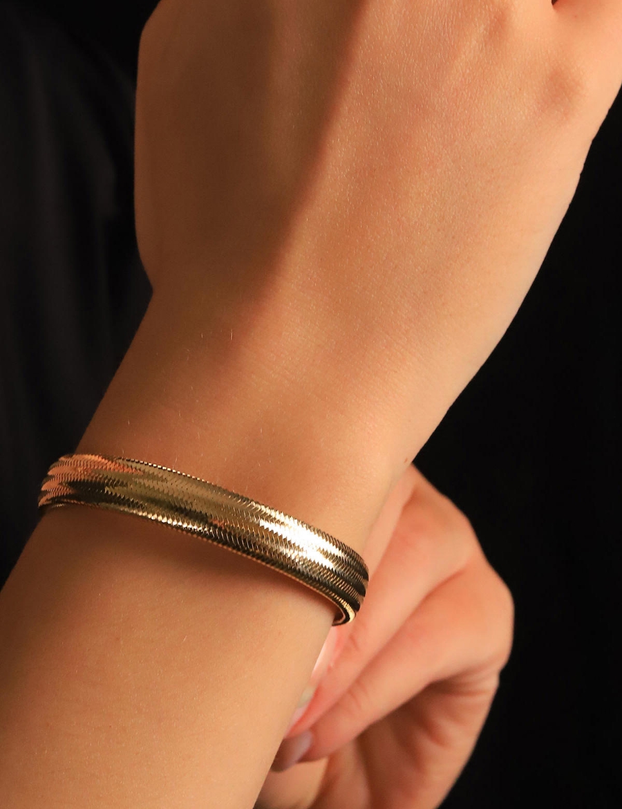 14 Ayar Altın Esnek Balık Sırtı Bileklik resmi